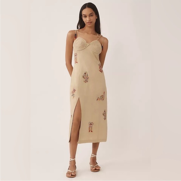 FARM Rio Dresses & Skirts - NWT. Farm Rio Linen Embroidered Midi Dress. NEW